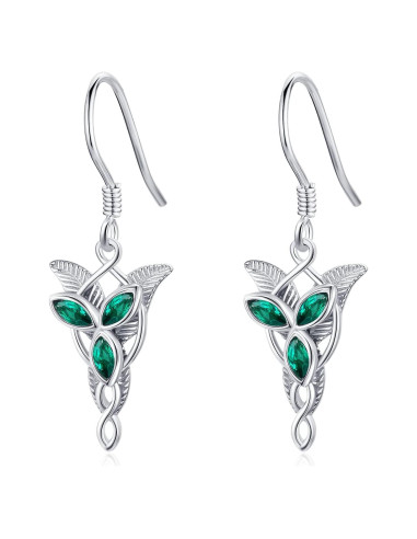 Pendientes Colgantes Arwen Evenstar Plata S925 Verde