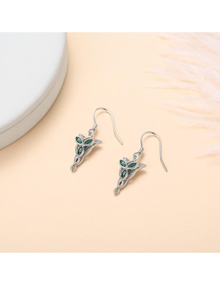 Pendientes Colgantes Arwen Evenstar Plata S925 Verde Pendientes Colgantes Arwen Evenstar Plata S925 Verde