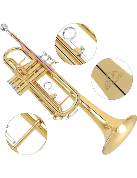 Trompeta Bb EastRock con Estuche y Kit de Limpieza Trompeta Bb EastRock con Estuche y Kit de Limpieza