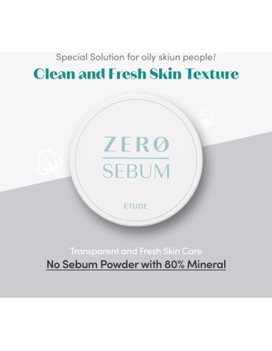 ETUDE Polvo Secante Zero Sebum 4g Control Aceite Kbeauty