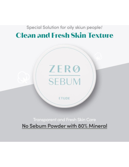 ETUDE Polvo Secante Zero Sebum 4g Control Aceite Kbeauty ETUDE Polvo Secante Zero Sebum 4g Control Aceite Kbeauty
