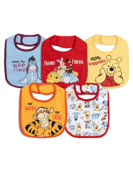 Paquete de 5 Baberos Disney para Bebés - Winnie Pooh y Más Paquete de 5 Baberos Disney para Bebés - Winnie Pooh y Más