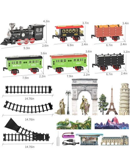 Juego de tren eléctrico Locomoto con 3 boquillas de vapor Juego de tren eléctrico Locomoto con 3 boquillas de vapor