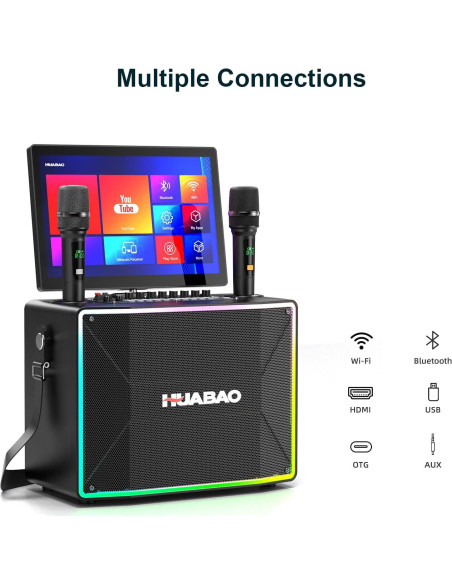 Máquina de Karaoke Inteligente A116 con Pantalla 14" y 2 Micrófonos Máquina de Karaoke Inteligente A116 con Pantalla 14" y 2 Micrófonos