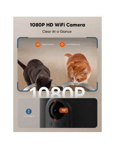 Comedero Automático WOPET para Gatos con Cámara HD 1080p