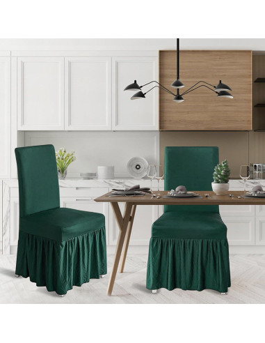 Funda de Silla Molasofa 2 Piezas Verde Oscuro Elástica