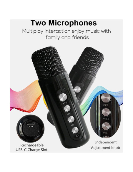 Mini Máquina de Karaoke MUMUWIND MMF-307B con 2 Micrófonos Mini Máquina de Karaoke MUMUWIND MMF-307B con 2 Micrófonos