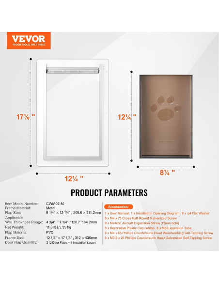 Puerta para Mascotas VEVOR Mediana con Marco de Metal Puerta para Mascotas VEVOR Mediana con Marco de Metal