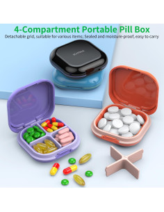 Organizador de Pastillas TecQach Rosa 4 Compartimentos Portátil 2