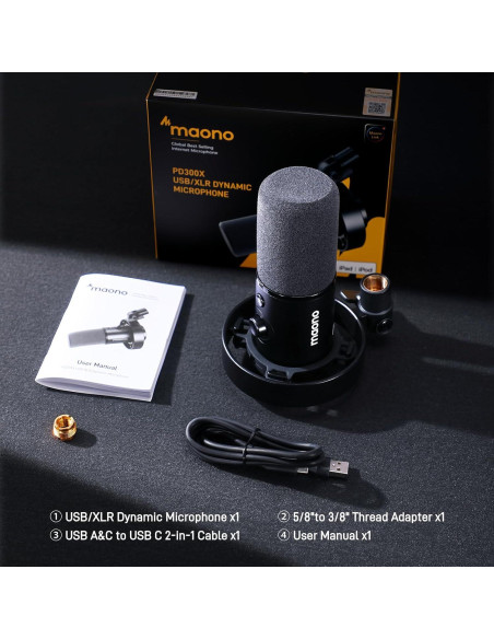 Micrófono Dinámico MAONO PD300X USB/XLR 192kHz 24bit Micrófono Dinámico MAONO PD300X USB/XLR 192kHz 24bit