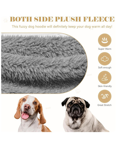 Sudadera para Perros QDYU Gris XS Suave de Felpa Doble Cara