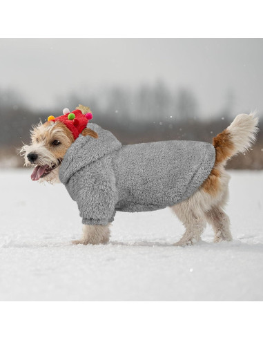 Sudadera para Perros QDYU Gris XS Suave de Felpa Doble Cara