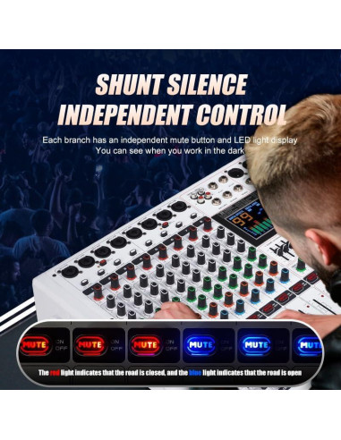 Consola DJ Profesional GF8 - 8 Canales, Bluetooth, Efectos