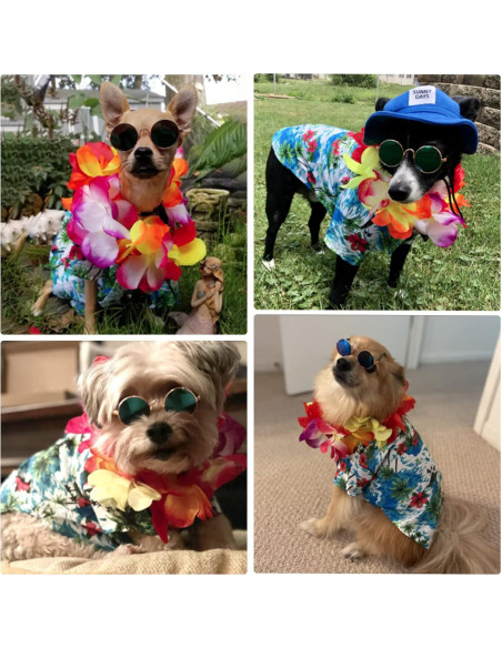 Disfraz Hawaiano para Perros Geyoga 3 Piezas Verano Disfraz Hawaiano para Perros Geyoga 3 Piezas Verano