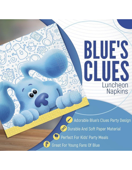 Servilletas de Almuerzo Temáticas Blue's Clues - Paquete 16 Unidades Servilletas de Almuerzo Temáticas Blue's Clues - Paquete 16 Unidades
