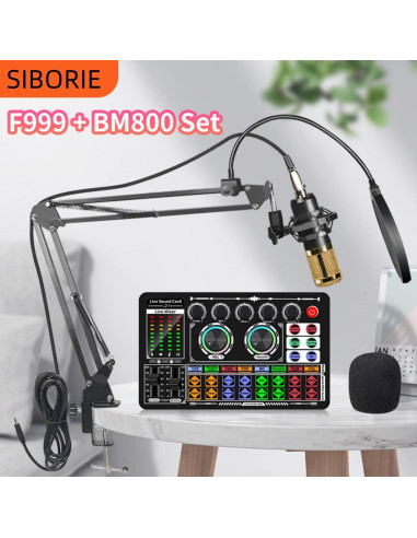 Kit de Podcast SIBORIE F999 Micrófono BM800 Oro