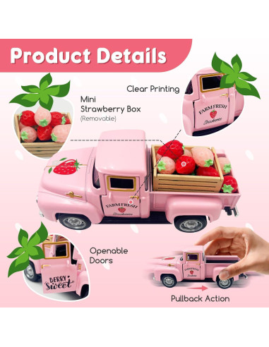 Decoración de Camión Vintage Teeloray con Fresas Falsas