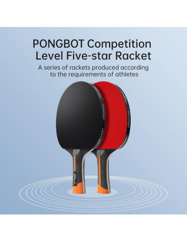 Raqueta de Ping Pong PONGBOT 5 Estrellas Fibra de Carbono