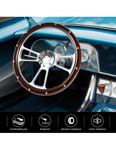 Volante de Carreras QYMOPAY 35.56 cm Universal con Claxon
