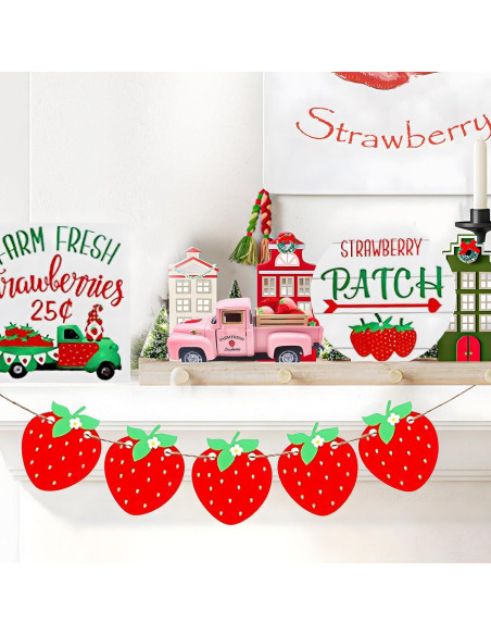 Decoración de Camión Vintage Teeloray con Fresas Falsas Decoración de Camión Vintage Teeloray con Fresas Falsas