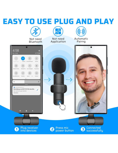 Micrófono Lavalier Inalámbrico Doble Pufeng para iPhone/iPad