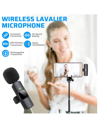 Micrófono Lavalier Inalámbrico Doble Pufeng para iPhone/iPad