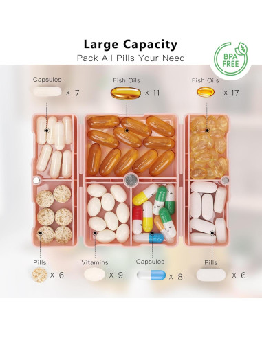 Organizador de Pastillas FYY Rosa Plegable 7 Compartimentos