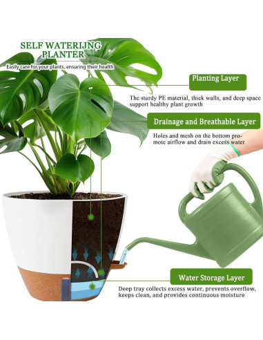 Macetas de Autorriego Fielda 30/25/20 cm Blancas