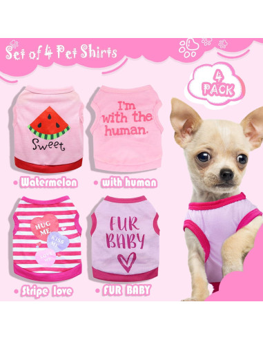 Conjunto Ropa para Perros Uswalnna 4 Piezas XXS Rosa