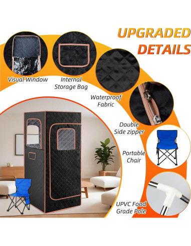 Sauna de Vapor Portátil TUZELIYA 2.6L 1200W con Control Remoto