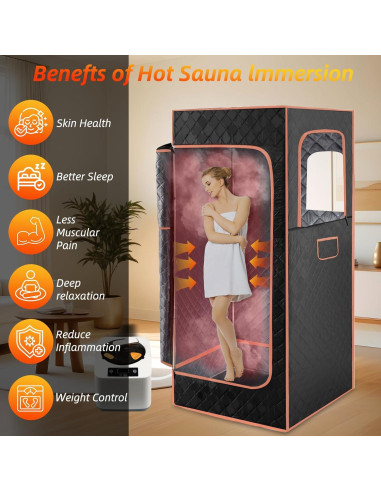 Sauna de Vapor Portátil TUZELIYA 2.6L 1200W con Control Remoto