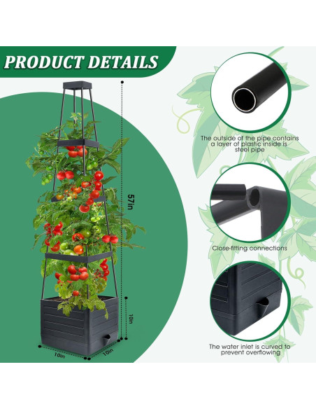 Caja de Jardín Elevada MQFORU con Enrejado 144,78 cm Caja de Jardín Elevada MQFORU con Enrejado 144,78 cm