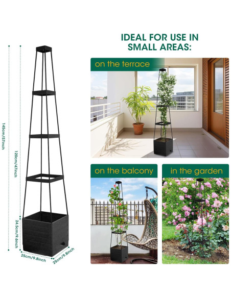 Caja de Jardín Elevada MQFORU con Enrejado 144,78 cm Caja de Jardín Elevada MQFORU con Enrejado 144,78 cm