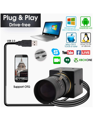Cámara USB SVPRO 5MP con Zoom Óptico 10X y Lente 5-50mm
