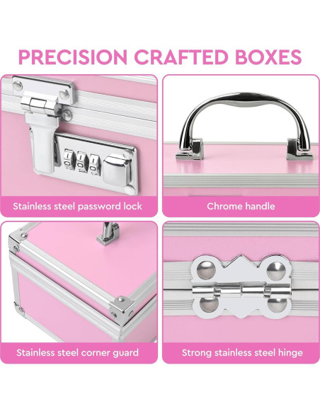 Caja de Seguridad Gosstek Rosa con 6 Accesorios y Candado Caja de Seguridad Gosstek Rosa con 6 Accesorios y Candado