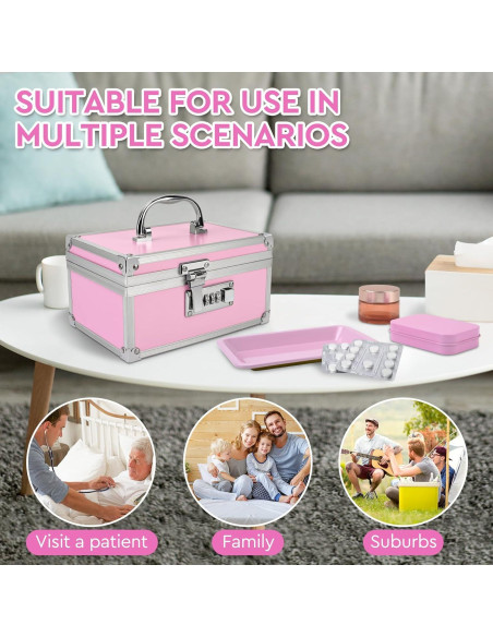 Caja de Seguridad Gosstek Rosa con 6 Accesorios y Candado Caja de Seguridad Gosstek Rosa con 6 Accesorios y Candado