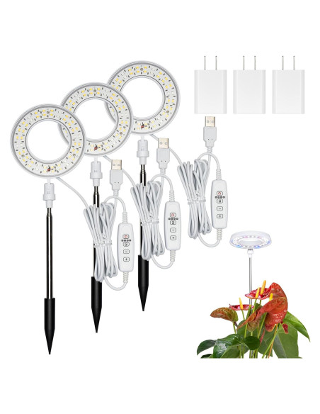 Luces de Cultivo RODINTO Espectro Completo 48 LEDs Paquete de 3 Luces de Cultivo RODINTO Espectro Completo 48 LEDs Paquete de 3