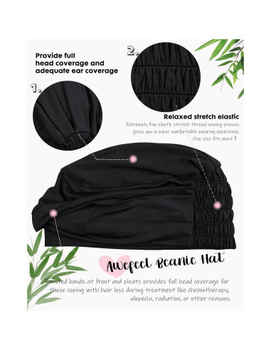 Gorro de Quimioterapia para Mujeres - Viscosa Suave Negro