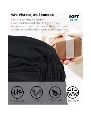 Gorro de Quimioterapia para Mujeres - Viscosa Suave Negro