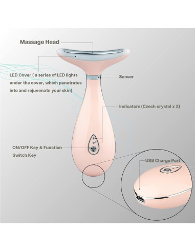 Masajeador Facial VRAIKO LILY Rosa con Calor y Vibración
