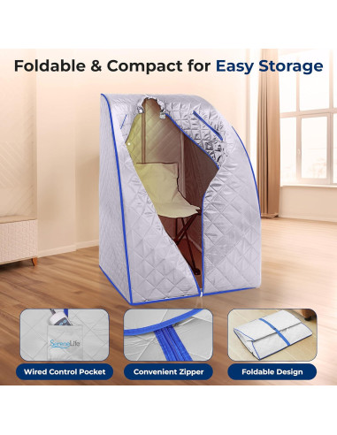 Sauna Infrarroja Portátil SereneLife Compacta 60C con Silla