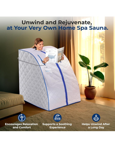 Sauna Infrarroja Portátil SereneLife Compacta 60C con Silla
