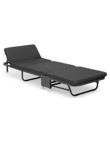 Cama Plegable Magshion 180 cm con Colchón Ajustable Negro