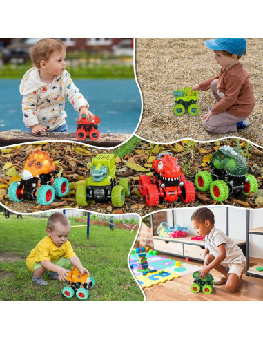 Juguetes Dinosaurio Beestech Camión Monstruo Fricción 4 Piezas