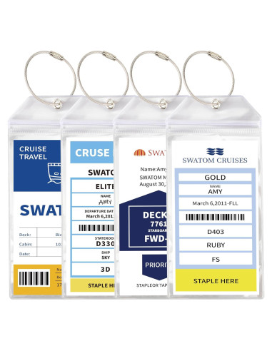 Etiquetas de Equipaje SWATOM Impermeables 4P 18.5x8.9 cm Cruceros