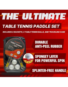 Set de Ping Pong SENSEIKI 2 Raquetas y 3 Pelotas Premium 2