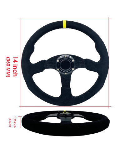 Volante Deportivo YEHICY 35 cm Cuero Suede Universal