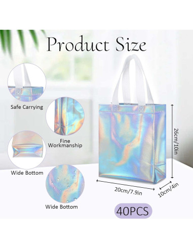 Paquete de 40 bolsas reutilizables plateadas 25.4x20.3cm