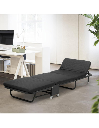 Cama Plegable Magshion 180 cm con Colchón Ajustable Negro