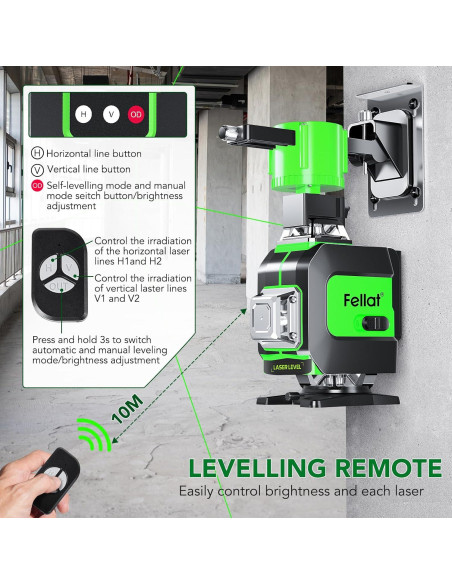 Nivel láser FELLAT 4D 360 verde auto nivelante Nivel láser FELLAT 4D 360 verde auto nivelante